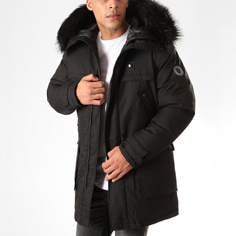 Comme Des Loups - Parka calefactada con capucha de piel Antartic Negra