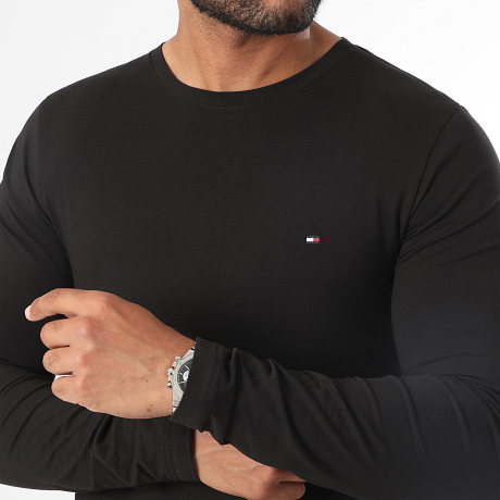 Tommy Hilfiger - Tee Shirt Manches Longues Stretch Fit Slim 0804 Noir