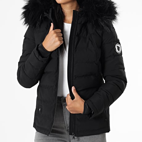 Comme Des Loups - Doudoune Chauffante Capuche Fourrure Femme Budapest Noir