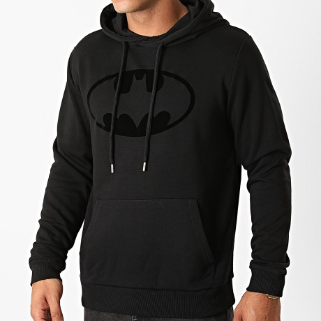 Batman - Sudadera Con Capucha De Terciopelo Con Logotipo De Batman Negro Negro