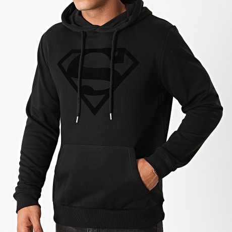 Superman - Superman Logo Kapuzenpullover Velvet Schwarz Schwarz