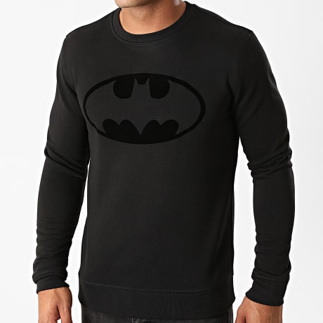 Batman - Sudadera De Cuello Redondo De Terciopelo Con Logotipo De Batman Negro Negro