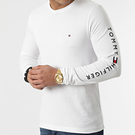 Tommy Hilfiger - Camiseta de manga larga con logotipo 9096 Blanco