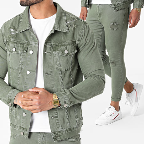 Frilivin - Ensemble Veste Et Jean Super Slim Vert Kaki
