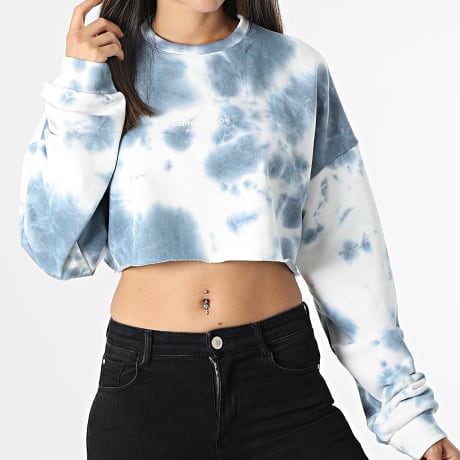 Fins de Séries - Sudadera Cuello Redondo Corta Mujer 943 Azul Marino Blanco