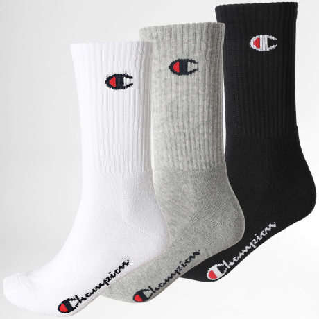 Champion - Set di 3 paia di calzini Calzini bianco nero grigio erica