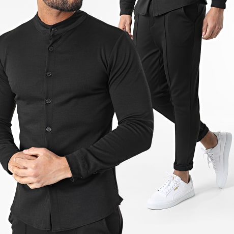 Frilivin - Ensemble Chemise Manches Longues Pantalon Noir