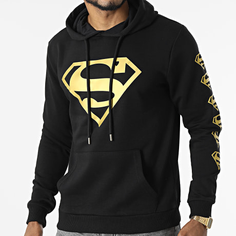 Superman - Front And Sleeve Kapuzenpullover Superman Schwarz Gold