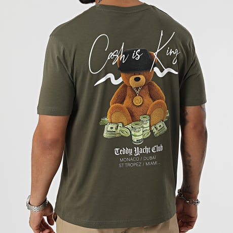 Teddy Yacht Club - Tee Shirt Oversized Groot Cash Is King Khaki Groen