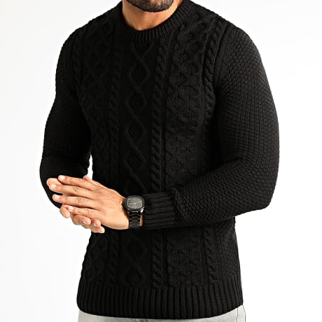 LBO - Pull Col Rond Torsades 0250 Noir