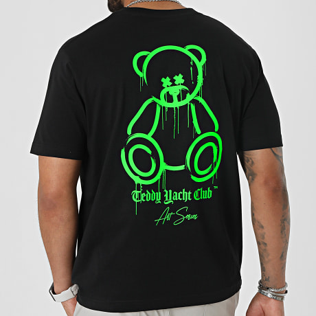 Teddy Yacht Club - Tee Shirt Oversize Large Art Series Marker Black Green Fluo