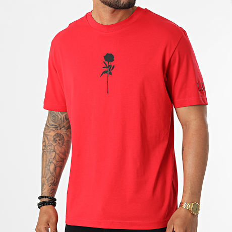 Luxury Lovers - Oversize Camiseta Large Roses Rojo Negro