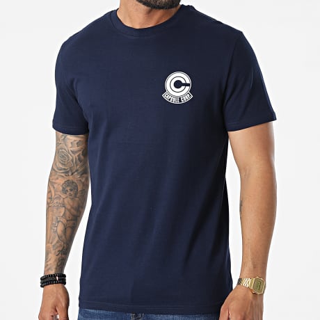 Dragon Ball Z - Pecho Capsule Corp Camiseta Azul Marino Blanco