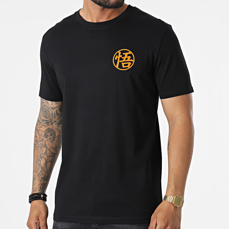 Dragon Ball Z - Camiseta Pecho Goku Kanji Negro Naranja