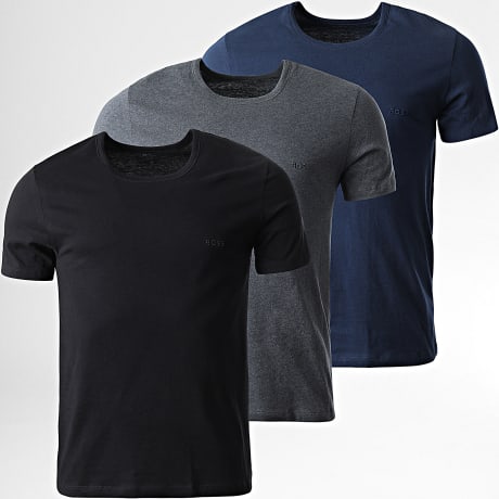 BOSS - 3er-Pack Classic T-Shirts 50475284 Schwarz Marineblau Grau Anthrazit Meliert