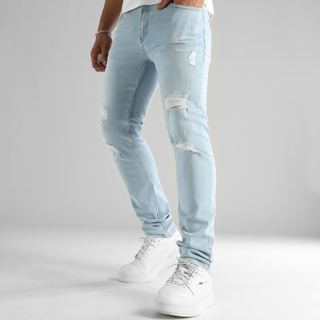 LBO - Jean Regular Fit Con Destrucción 2676 Azul Denim Lavado