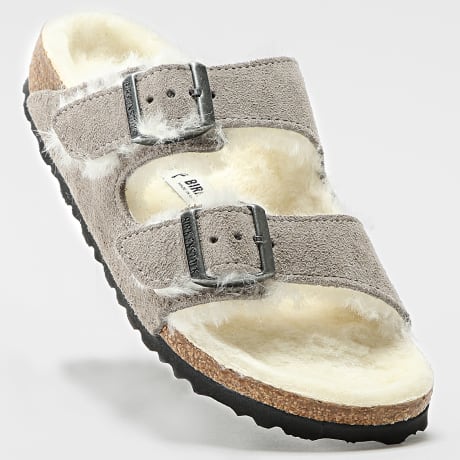 BIRKENSTOCK - Sandales Femme Arizona Shearling Stone Coin