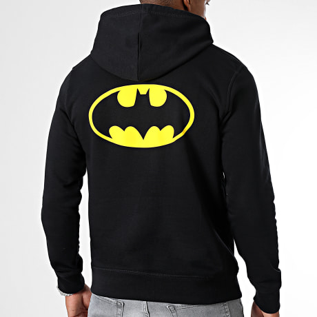 Batman - Sudadera Con Capucha Clásico Logo Espalda Batman Negro Amarillo