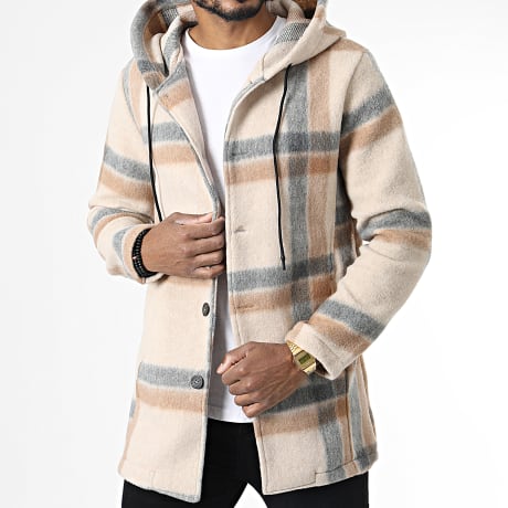 Uniplay - Abrigo Capucha A Cuadros UY902 Beige