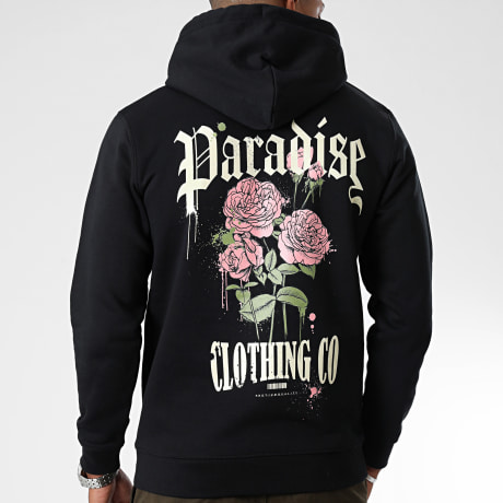 Luxury Lovers - Felpa Capuche Paradise Roses Abbigliamento Nero
