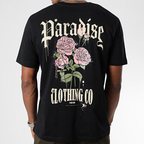 Luxury Lovers - Tee Shirt Oversize Large Paradise Roses Abbigliamento Nero