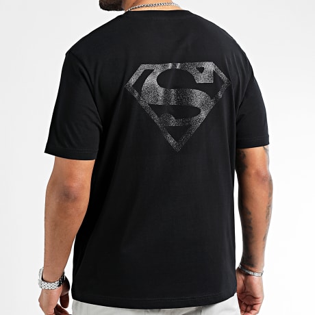 Superman - T-Shirt Oversize Glitter Chest And Back Logo Superman Schwarz