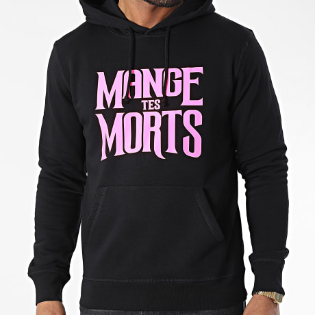 Seth Gueko - Sweat Capuche Mange Tes Morts Noir Rose Fluo