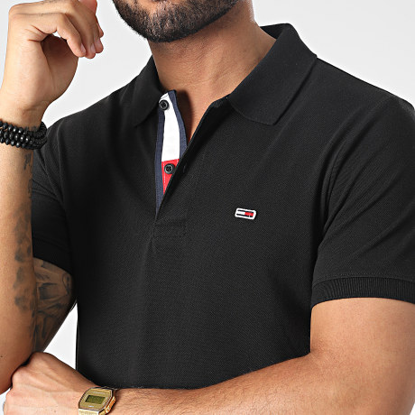 Tommy Jeans - Polo de Manga Corta Slim Placket 5370 Negro