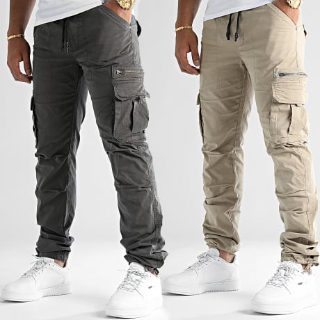 LBO - Lot De 2 Pantalons Cargo 1070546 Beige Gris Anthracite