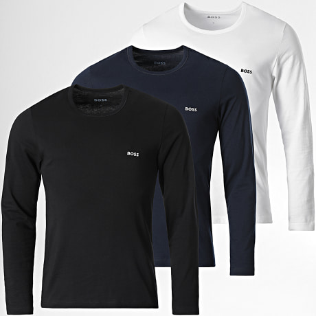 BOSS - Pack aus 3 Langarm-T-Shirts 50492321 Schwarz Weiß Marineblau
