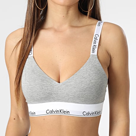 Calvin Klein - Sujetador forrado ligero para mujer QF7059E Heather Grey