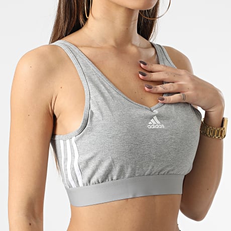 Adidas Sportswear - Brassière Femme 3 Stripes GS1357 Gris Chiné