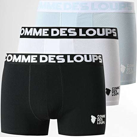 Comme Des Loups - Lot De 3 Boxers Classic Noir Blanc Bleu Ciel