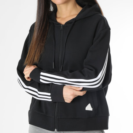 Adidas Sportswear - Sweat Zippé Capuche A Bandes HT4715 Noir