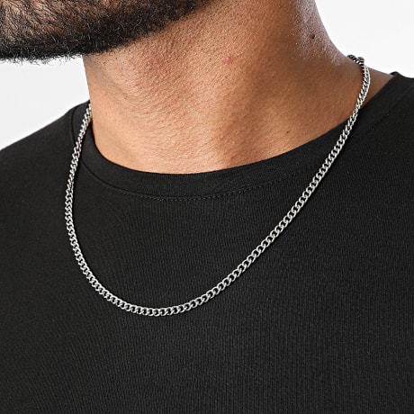 LBO - Colar de malha curvada de prata de 4 mm
