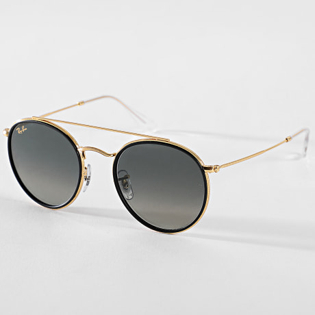 Ray-Ban - Occhiali da Sole Round Double Bridge RB3647N Grigio Sfumato Oro