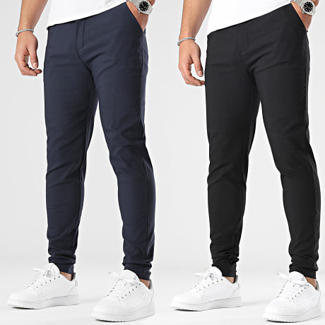 Frilivin - Lot De 2 Pantalons Chino Noir Bleu Marine