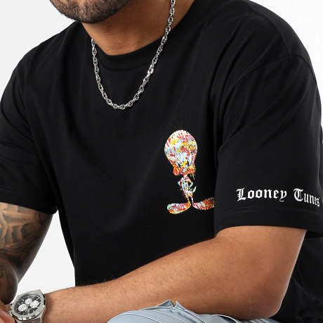 Looney Tunes - Tee Shirt Oversize Large Sleeves Tweety Graff Noir
