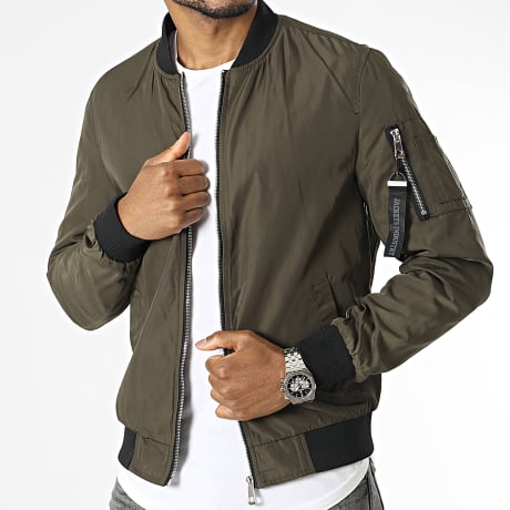 Kymaxx - Chaqueta bomber verde caqui