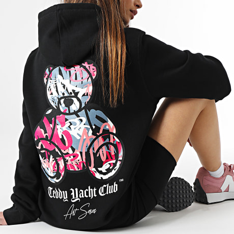 Teddy Yacht Club - Women's Art Series Pink Hoodie Zwart