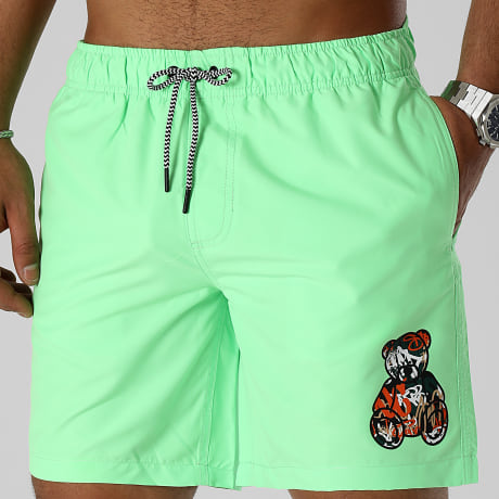 Teddy Yacht Club - Pantaloncini da bagno Essentials Art Series Arancione Verde Fluo