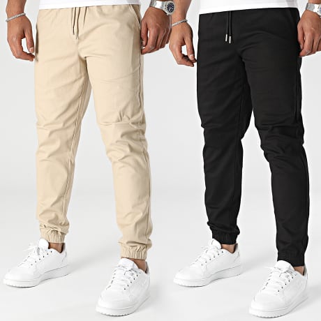 Frilivin - Lote De 2 Pantalones Jogger Beige Negro