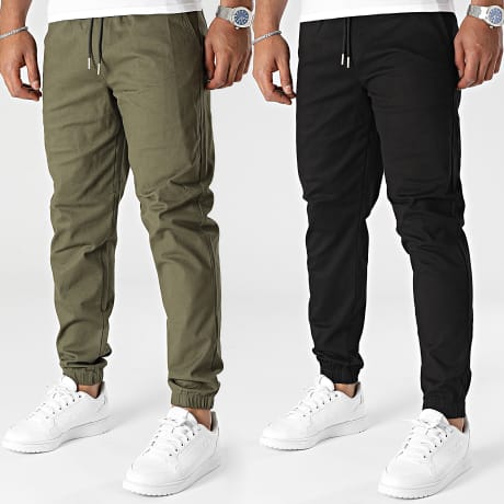 Frilivin - Lote De 2 Pantalones Jogger Negro Verde Caqui