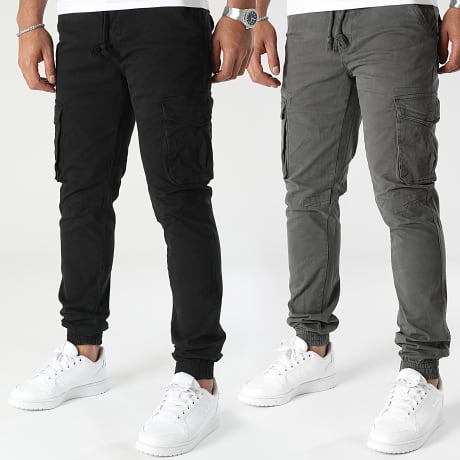 Fusional - Pack de 2 Pantalones Cargo Negro Gris