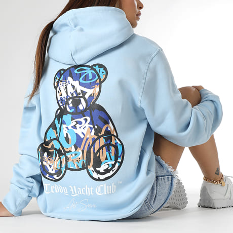 Teddy Yacht Club - Camisola com capuz Art Series para mulher Azul celeste
