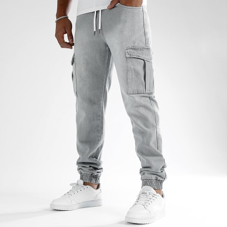 LBO - Pantalón Jogger Jean Cargo Relaxed Fit 2998 Denim Gris Claro