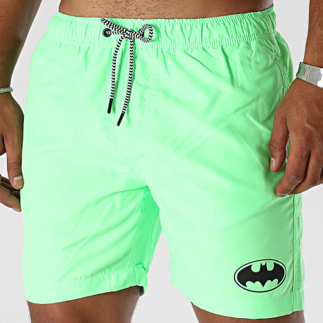 Batman - Pantaloncini da bagno con logo Batman verde fluo