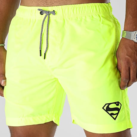 Superman - Short De Bain Logo Superman Jaune Fluo Noir