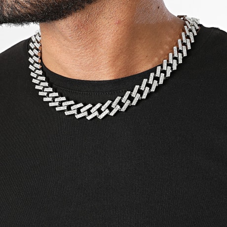 LBO - Collier Maille Cubain Strass 15mm Argenté