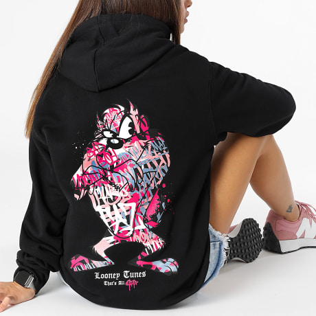 Looney Tunes - Sweat Capuche Femme Taz Graff Pink Noir